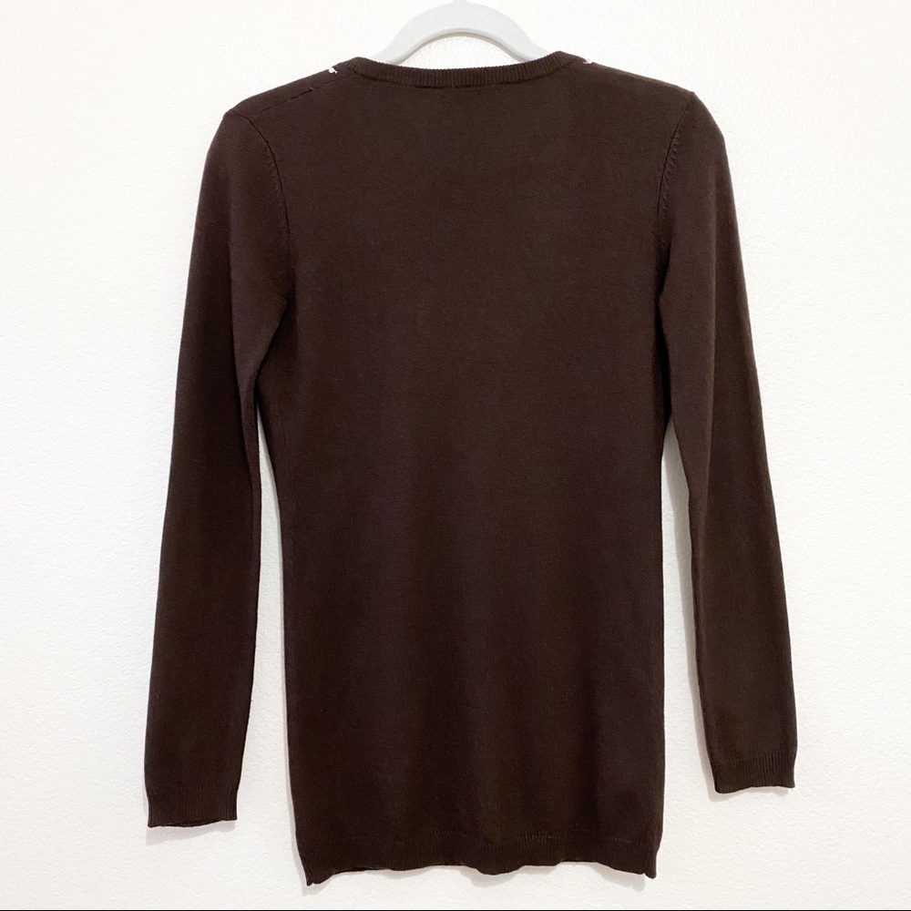 Moda Int Brown Cashmere Rhinestones Cardigan XXS - Picture 6 of 7